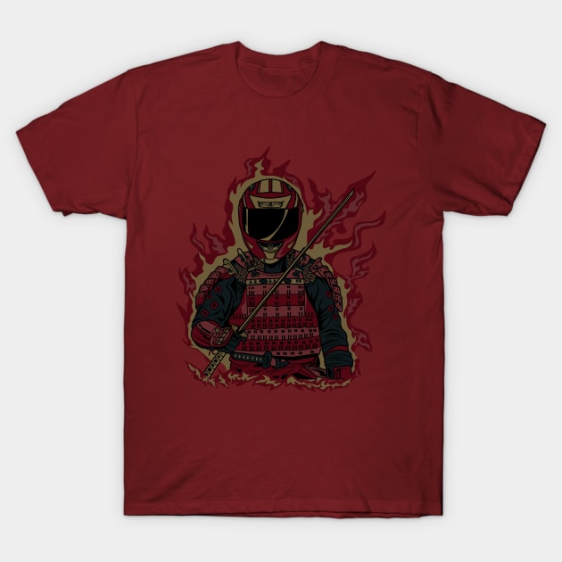 RED SAMURAI BIKER T-Shirt by beanbeardy